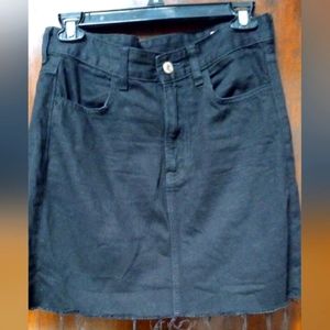 H&M Black Denim Frayed Mini Skirt